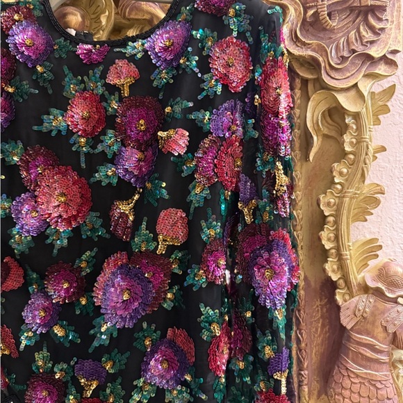 Vintage Floral Sequin Women's top - Picture 3 of 7